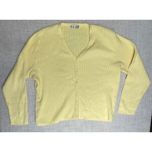 Parkhurst NAUTRAL FIBER 100% cotton Pale Yellow Micro Cable Knit Cardigan